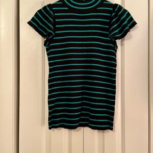 Nine West Black and Green Stripe blouse